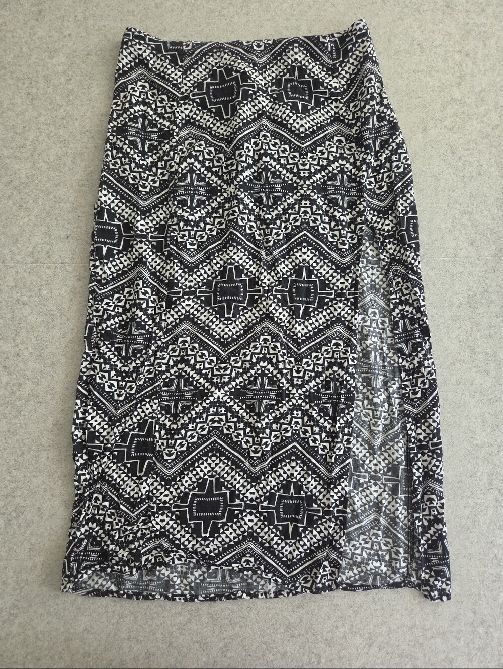 Express Black & White Patterned Midi Skirt